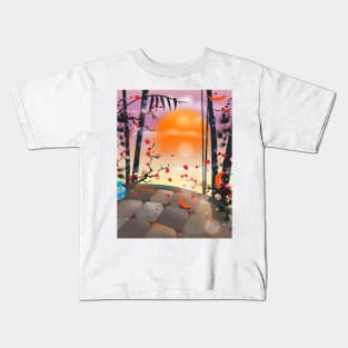 Japanese Blossom Garden. Kids T-Shirt